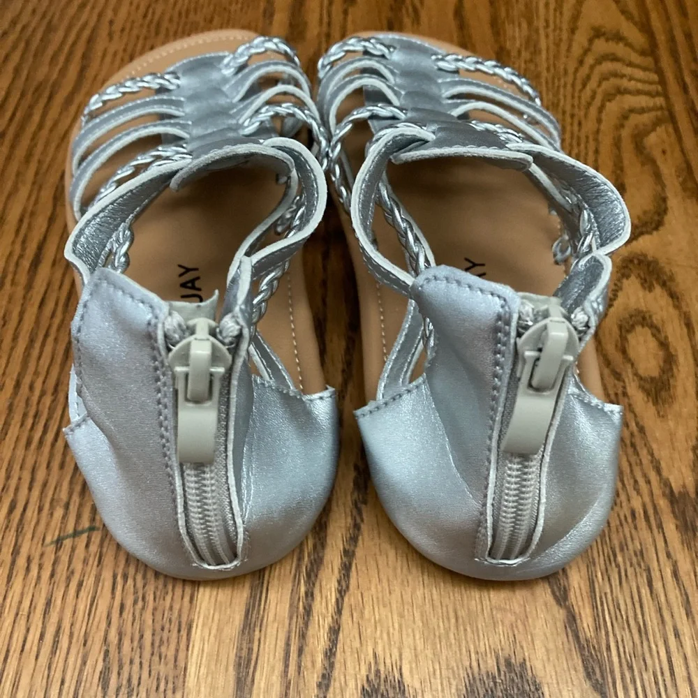 🪩⚡️GLADIATOR⚡️🪩SANDALS w/braided straps&zip heel closure SILVER size13 ⭐️NWT⭐️